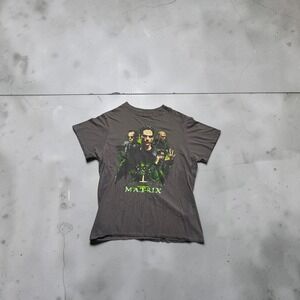 The Matrix Movie Graphic T-Shirt Mens Medium Charcoal Grey Sci-Fi Neo Morpheus